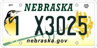 NE license plate 1X3025