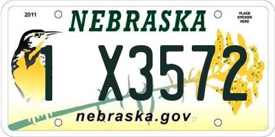 NE license plate 1X3572