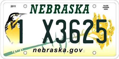 NE license plate 1X3625