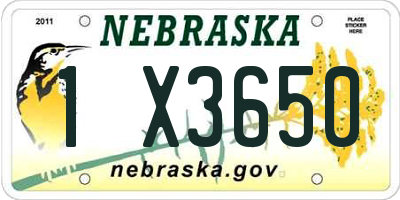 NE license plate 1X3650