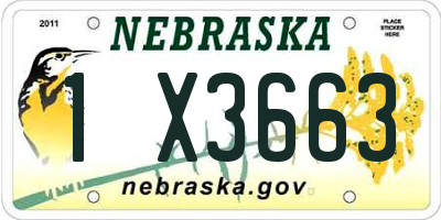 NE license plate 1X3663