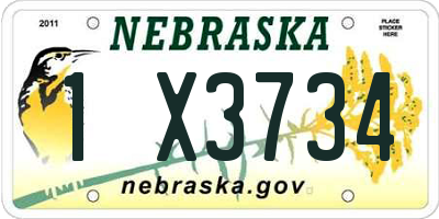 NE license plate 1X3734