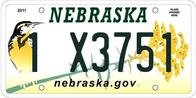 NE license plate 1X3751