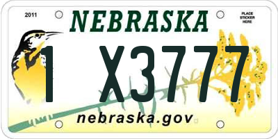 NE license plate 1X3777