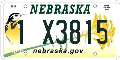 NE license plate 1X3815