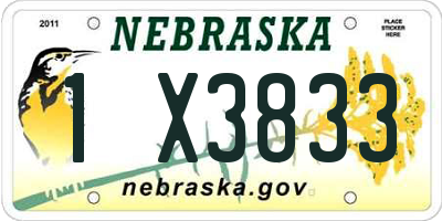 NE license plate 1X3833