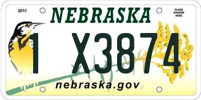 NE license plate 1X3874