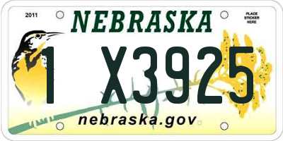 NE license plate 1X3925