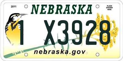 NE license plate 1X3928