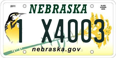 NE license plate 1X4003