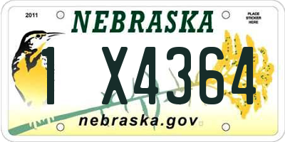 NE license plate 1X4364