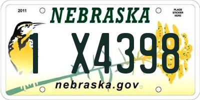NE license plate 1X4398