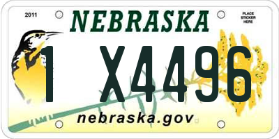 NE license plate 1X4496