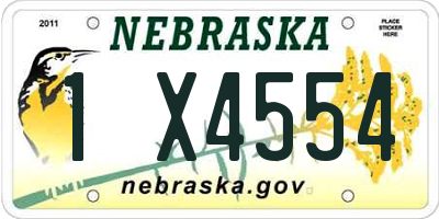 NE license plate 1X4554