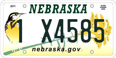 NE license plate 1X4585