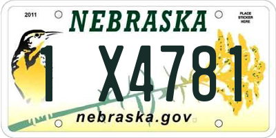 NE license plate 1X4781