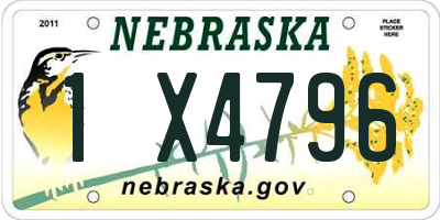 NE license plate 1X4796