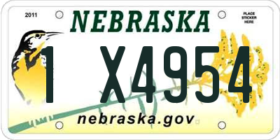 NE license plate 1X4954