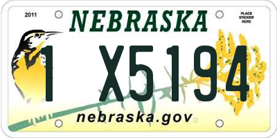 NE license plate 1X5194