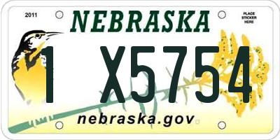 NE license plate 1X5754