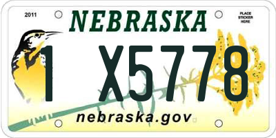 NE license plate 1X5778