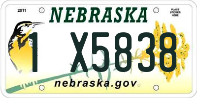 NE license plate 1X5838