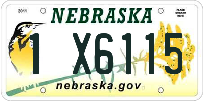 NE license plate 1X6115