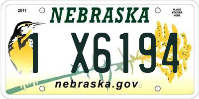 NE license plate 1X6194