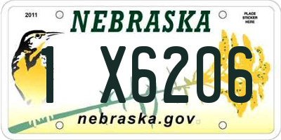 NE license plate 1X6206