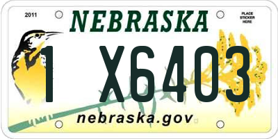 NE license plate 1X6403