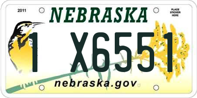 NE license plate 1X6551