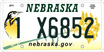 NE license plate 1X6852