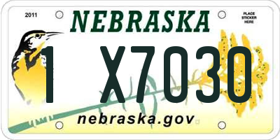 NE license plate 1X7030