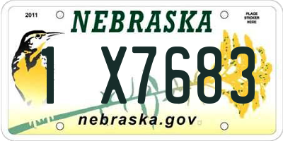 NE license plate 1X7683
