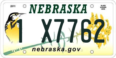 NE license plate 1X7762