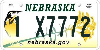 NE license plate 1X7772
