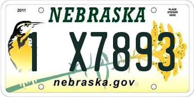 NE license plate 1X7893