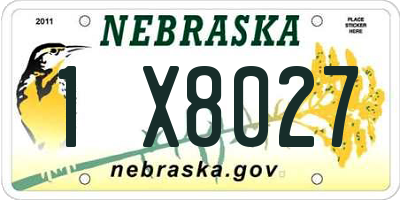 NE license plate 1X8027