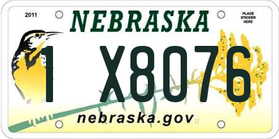 NE license plate 1X8076