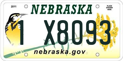 NE license plate 1X8093