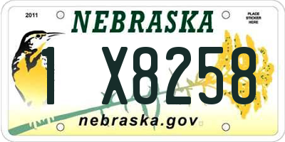NE license plate 1X8258