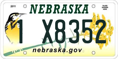 NE license plate 1X8352