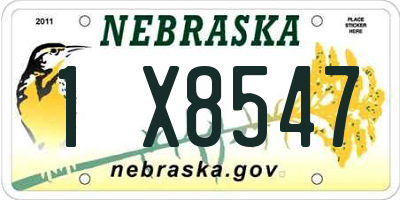 NE license plate 1X8547