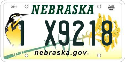 NE license plate 1X9218