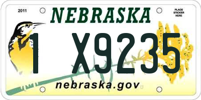 NE license plate 1X9235