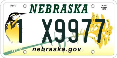 NE license plate 1X9977