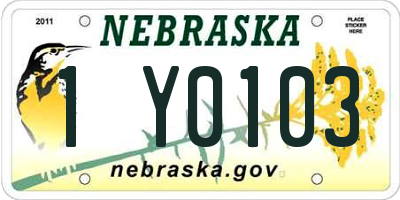 NE license plate 1Y0103