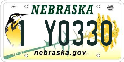 NE license plate 1Y0330