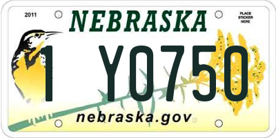 NE license plate 1Y0750