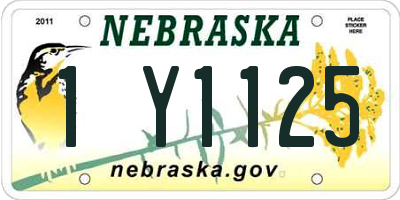 NE license plate 1Y1125